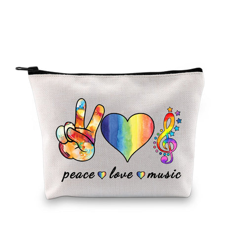 JXGZSO Peace Love Music Cosmetic Bag, Peace Love Music,