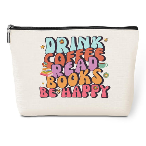 Funny Book Makeup Bag Book Lovers Gifts Bookish Bookworm Book Club Gifts Accessories Christmas Birthday Graduation Friendship Gifts for Women Friends Librarian Sister Daughter Mom Travel Toiletry Bag, Multicolor256, 9.8x7 Inches