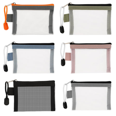 KALIONE 6 Pack Mini Zipper Mesh Bags, 3" x 4.5" Small Zipper Mesh Pouch, Travel Makeup Cosmetic Mesh Zipper Bags, Small Cosmetic Bag for Purse, Lipstick, Keys, Earphone, Bank Cards, black, green,