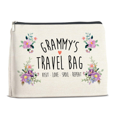 YeleY Grammy Gift Grammy's Travel Bag - Grammy Gifts From Granddaughter Grandson - Gifts for Grandmother Grandma Nana New Grammy - Grammy Makeup Bag Cosmetic Bag Makeup Zipper Pouch, multicolor