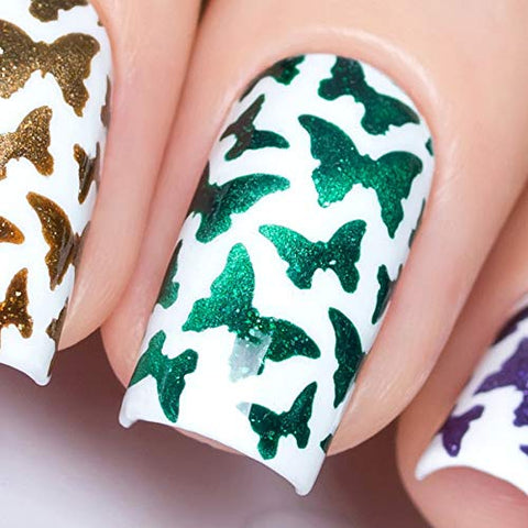 Whats Up Nails - Butterflies Nail Vinyl Stencils for Nail Art Design (2 Sheets, 24 Stencils Total)