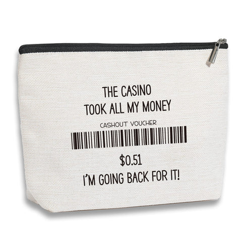 Gambling Gifts - The Casino Took All My Money - Gambling Gifts for Men Women, Casino Lover Gifts - Birthday Christmas Gift for Gambler Casino Lover Friends Gamble Bag, Beige