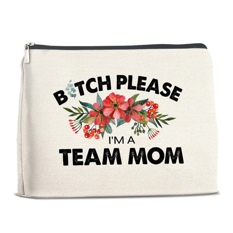 YeleY Team Mom Gifts - Team Mom Appreciation Gifts - Funny Team Mom Makeup Bag - I'm a Team Mom Cosmetic Bag Makeup Zipper Pouch, multicolor