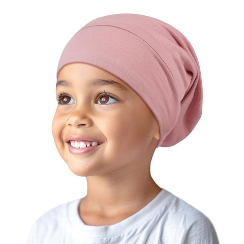 OLESILK Silk Baby Bonnet for Toddler, Kids Silk-Bonnet Hair Cover for Sleeping, Night Hat Slouchy Beanie Cap for 2-6 Year Child, Pure Pink, One Size