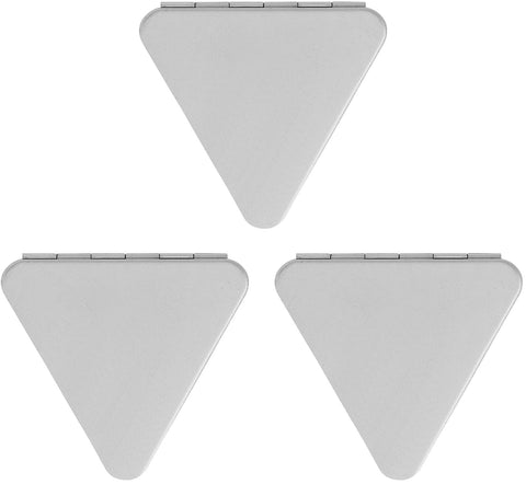 Stephanie Imports Set of 3 Double Sided Magnifying Compact Mirrors (Silver, Triangle)