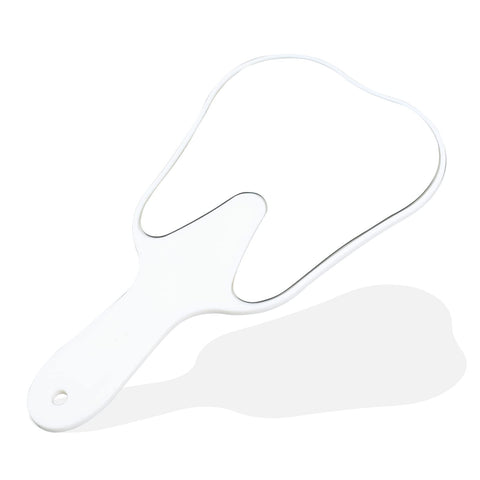 Dental Cute Tooth Shaped Hand Held Plastic Makeup Mirror and Paient Face Mirrors Oral Clinic Gift for Women Kids