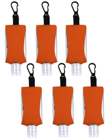 Empty Bottle for Hand Sanitizer Gel Products Liquid Soap 6 Pack 1 OZ Travel Sized Holder Keychain Carriers Flip Cap Reusable Portable (Orange1)