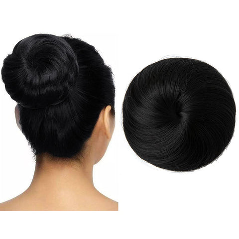 1B Jet Black : SARLA Donut Chignon Bun Straight Updo Hair Bun Hairpieces Synthetic Scrunchie Hair Bun Extensions Q3 (1B Jet Black)
