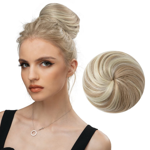 Blonde Hair Bun Extension Clip in Ballet Donut Chignon Synthetic Hair Pieces for Women Gril Lady SARLA Q3&16H613