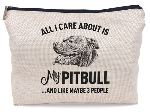 Lacosu All I Care About is My Pitbull Makeup Bag,Funny Pitbull Dog Cosmetic Makeup Bag for Dog Lovers Women Girls,Dog Owners Gifts,Birthday Christmas Valentine's Day Gift Makeup Bag