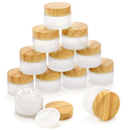 ZENFUN 16 Pieces 50 Gram/ml/Glass Cosmetic Containers with lids, 1.7 oz Frosted Glass Bottle, Leak-proof Small Makeup Sample Jars, Refillable Travel Jars for Cream, Lotions, Lip Balm