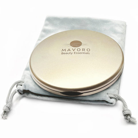 Magnifying Compact Mirror for Purses, 1x/10x Magnification â€“ Double Sided Travel Makeup Mirror, 4 Inch Small Pocket or Purse Mirror. Distortion Free Folding Portable Compact Mirrors (Champagne
