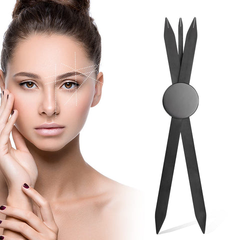Charme Princesse Eyebrow Ruler Stainless Steel Tattoo Eyebrow Stencil Ruler Three-Point Positioning Permanent Makeup Eyebrow Measuring Symmetrical tool(Black) LB000249-1