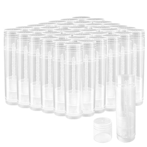 Youfuyi Lip Balm Container Round Tube 50 theclear empty tubes with lid for DIY lipstick, homemade lip balm (5.5 ml), BPA free (transparent)