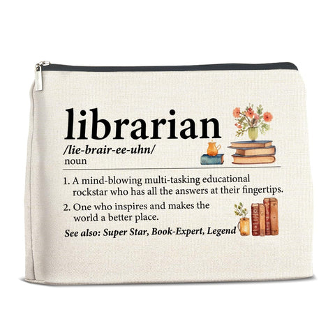 YeleY Librarian Gifts for Women Girl, Librarian Thank You Gifts Makeup Bag Gifts, Librarian Birthday Christmas Retirement Gift Ideas, Book Lover Cosmetic Bag, Bookworm Zipper Pouch, multicolor