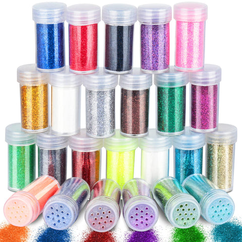 24 Colors Body Glitter for Rave Festival, LEOBRO 24 Jars Cruelty-Free Extra Fine Glitter, Makeup Glitter for Body Face Eye Nail Hair Slime