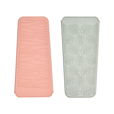 EIOKIT Silicone Heat Resistant Travel Mat Pouch for Hair Straightener,Crimping Iron,Hair Curling Iron,Hair Curling Wand,Flat Iron,Hair Waving Iron (2 Pack, Roman Pink&Begonia Green)
