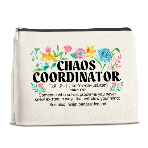 YeleY Chaos Coordinator Makeup Bag Gifts, Thank You Gifts for Mom Sister Boss Lady Coworker Friend Teacher, Appreciation Gift Cosmetic Bag, multicolor
