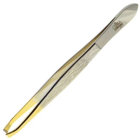 Camila Solingen CS30 3 1/2" Gold Tipped, Surgical Grade, German Stainless Steel Tweezers (Claw).