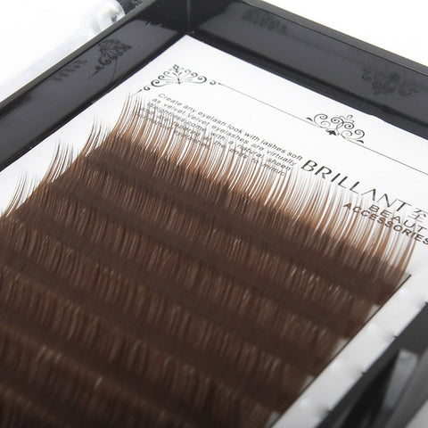 Bodermincer False Eyelash Extension Natural Light Brown Individual Lashes 12mm C Curl 0.10mm Thickness 12 Rows