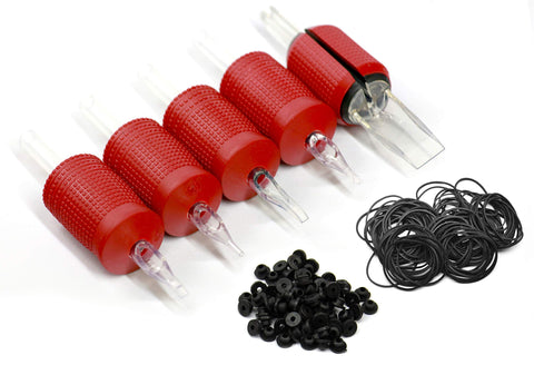 BEZTAT 25mm (1 Inch) Ultra Premium Clear Disposable Tubes w/Red Soft Silicone Grip- 20 Pack, Open Face Magnum Tip (13M1)