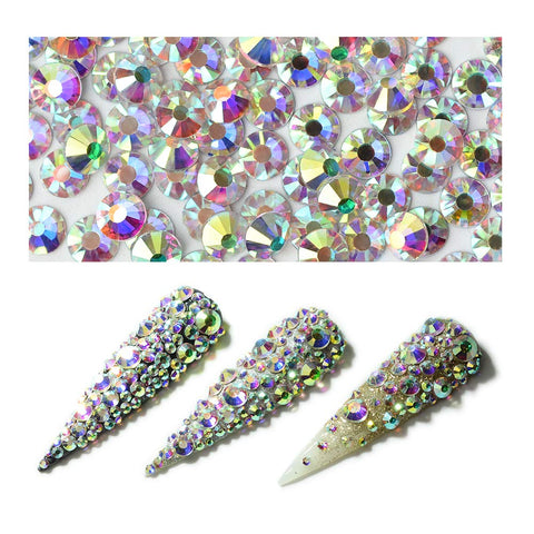 Minejin Nail Art Rhinestones AB Color Flat Back Charms Crystals Stones Super Shiny Cellphones Decorations Gems SS4 1440 Pieces