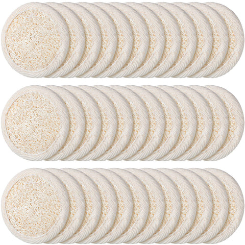 36 Pieces Exfoliating Loofah Pad Natural Loofah Sponge Scrubber Brush Bath Shower Loofah Sponge Pad Body Scrubber Manual Facial Cleansing Scrubber Body Brush Sponge for Bath Spa and Shower