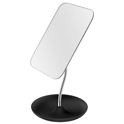 LFOYOU Table Vanity Mirror with Stand - Makeup Mirror for Desk - Adjustable Flexible Gooseneck, 360?Rotation Folding Portable Bathroom Shaving Cosmetic Mirror Square