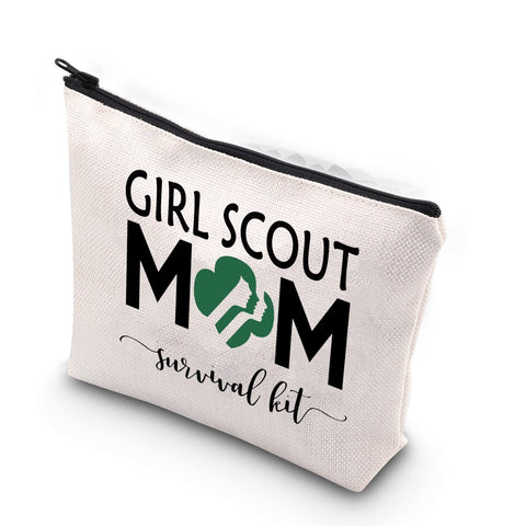 TSOTMO Scout Mom Gift Scout Mom Appreciation Survival Kit Leader Scouting Zipper Pouch Makeup Bag, Beige, Sk Girlscoutmom
