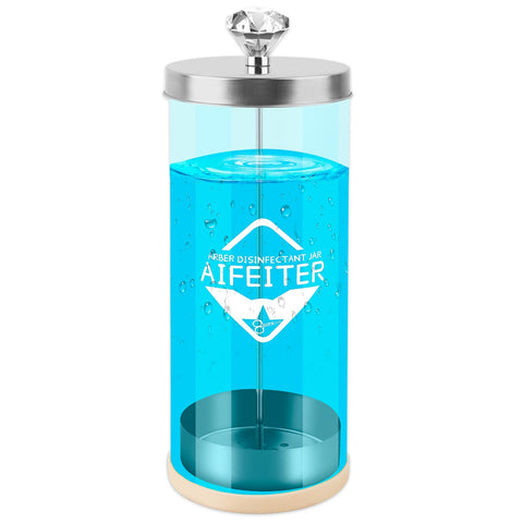 barber sanitizing jar-Barber Disinfectant Jar with Tray 42 Oz,Comb Disinfectant Jar,Glass Disinfecting Jar for Nail Tools and Barber Supplies & Spa Implements