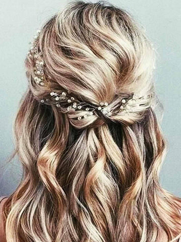 Jakawin Bride Wedding Hair Vine Accessories Flower Hair Piece Silver Bridal Headpiece for Women HV067