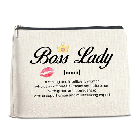 YeleY Boss Lady Gift - Boss Lady Gifts for Women - Boss Lady Gift Ideas - Boss Lady Makeup Bag - Boss Lady Definition Cosmetic Bag Makeup Zipper Pouch, multicolor