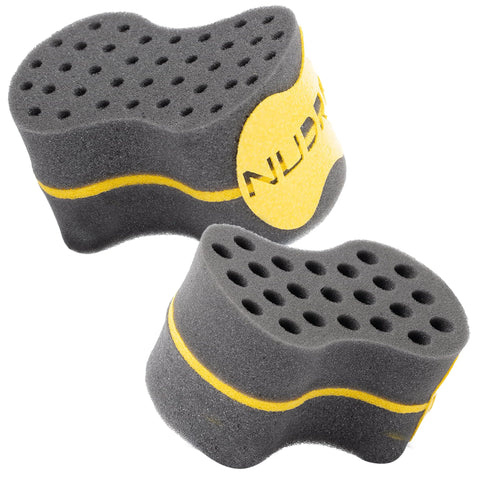 New Oval Double Side Two in One, Big and Small Holes The Original NuDred Twist Hair Sponge Afro Braid Style Dreadlock Coils Wave Hair Curl Sponge Brush (Black)
