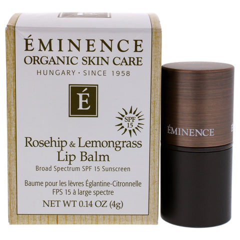 Eminence Organic Skincare Rosehip & Lemongrass Lip Balm SPF 15, 0.14 Ounce