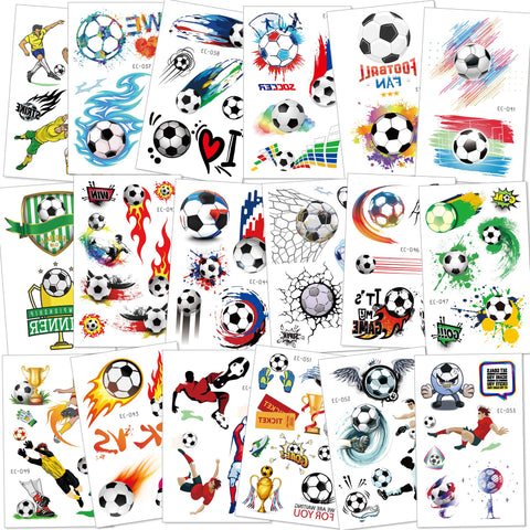 Konsait Football Tattoos Soccer Ball Tattoos Kids Children Temporary Transfer Tattoos Boys Birthday Party Bag & Stocking Fillers, 142PCS