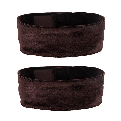 MapofBeauty 2 Pack Adjustable Velvet Wig Grip Wig Band No Slip Head Hair Bands Flexible Headband (Dark Brown)