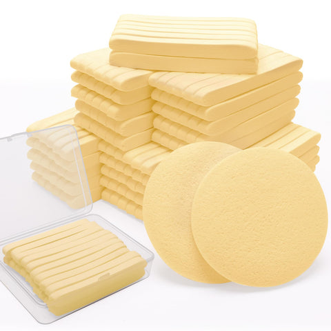 360+1 Count Compressed Facial Sponges, Luxiv Round Face Sponge Professional Compressed Makeup Removal Sponges for Estheticians Wash Face Sponge Compress Exfoliating Spa Pads With Portable Case (Yellow)