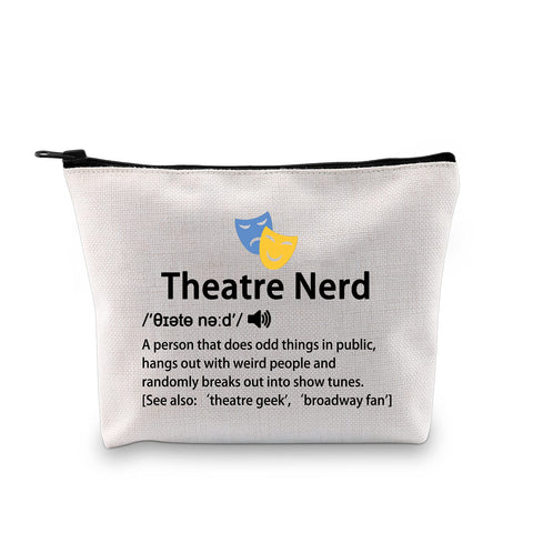 MBMSO Theatre Gifts Theatre Nerd Makeup Bag Drama Gifts Broadway Musical Gifts Theatre Lover Gifts Comedy Tragedy Masks Travel Bag Theatre Geek Gifts, Theatre Nerd bag, medium