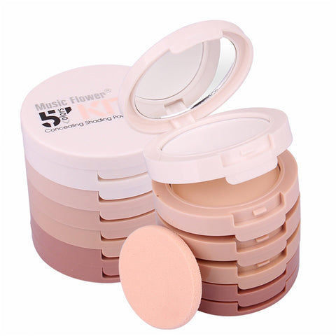 #1 : FantasyDay® Professional 5 Colours Multi-layer Face Press Powder Makeup Palette Contouring Kit - Ideal for Professional and Daily Use