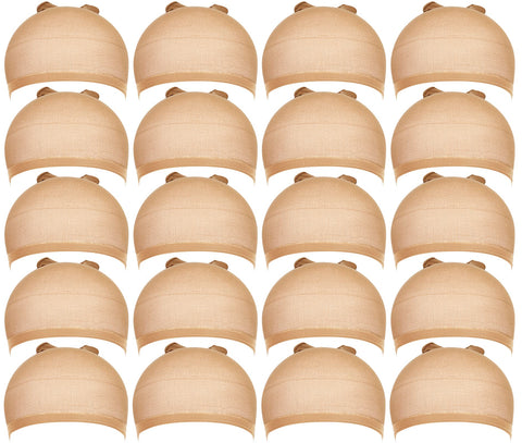 Teenitor Teenitor 20pcs Stocking Caps for Wigs, Beige Wig Cap for Women, Stretchy Nylon Wig Cap