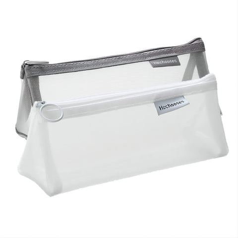 Gidary Mesh Cosmetic Bag Portable Clear Makeup Bags Mesh Zipper Pouch for Home Office Travel Accessories Organizer (2PCS White & Grey), White and Grey, 19.5*7.5*7.5cm, Mesh Makeup Bag, Made of Precision Mesh, Comfortable Hand, Simple and Fashionable
