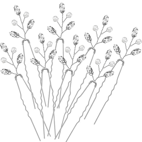 Pearl Crystal Bridal Hair Pins for 8 Pieces