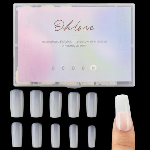 Square Shaped Acrylic Nail Tips 500pcs Full Cover False Nails with Case for DIY Nail Art, 10 Sizes