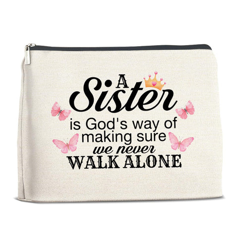 YeleY Sister Gifts, Sister Makeup Bag Gifts for Birthday Christmas Gradaution, Long Distance Sister Gift, Sister Cosmetic Bag Pouch, multicolor