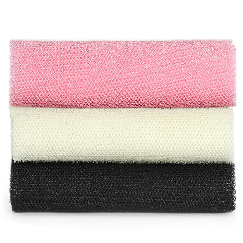 African Exfoliating Net,JASSINS African Sponge Net,Body Exfoliating Long Net Shower Body Scrubber Back Scrubber Skin Smoother?Black+White+Pink?