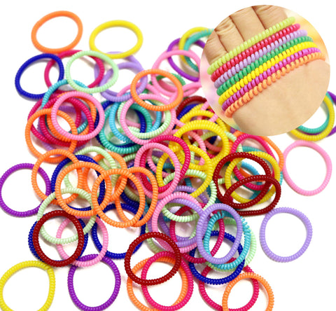 Spiral Hair Ties 100 Pcs, No Crease Hair Ties,Phone Cord Hair Ties, Colorful Elastic Coil Hair Ties for Women Girls
