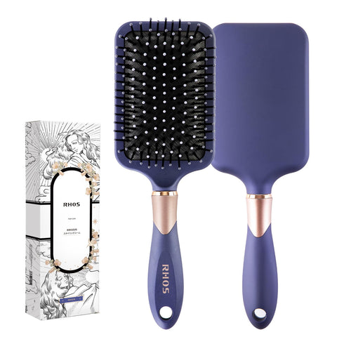RHOS Detangler Hair Brush for Women&Men and Wet&Dry Hair-Paddle Hair Brush for Thick Hair-Cushion Hair Brush for Detangling-For All Hair Types (Purple)
