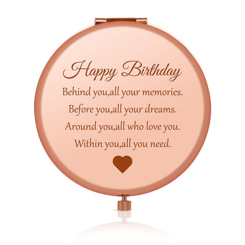 Happy Birthday Gift for Women Girls, Folding Travel Mirror Compact Mirror for Her, Birthday Gift Ideas for Friends, Mom, Daughter, Sister, Coworkers, Grandma, Aunt, Wife, Best Birthday Present for Her