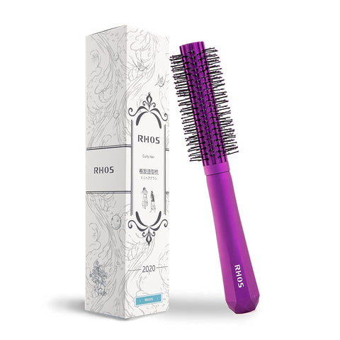 RHOS Round Hair Brush with Nylon Bristles for Styling/Blow Drying/Curling/Straightening-Styling Round Brush for Bangs/Thin/Thick/Short/Long Hair and Women&Men (Purple)