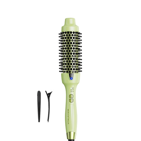 Wavytalk 1.5 inch Blowout Express Ionic Heated Thermal Brush Creates a Blowout Blowout Look Makes Hair Shinier, Softer, Dual Voltage, Easy to Use (Green)